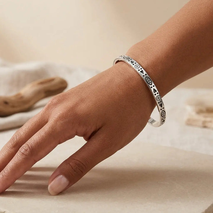 Tribal Charm Silver Open Cuff | Salty