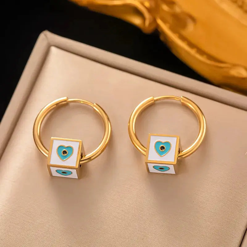 Tribal Turquoise Golden Hoops - Salty Accessories