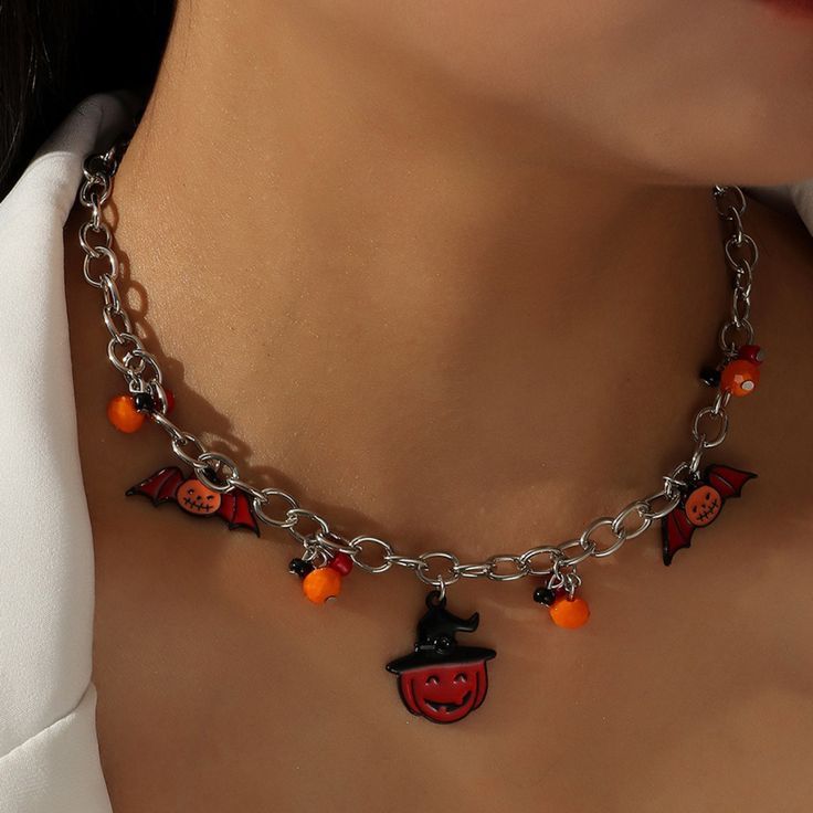Trick Or Treat Silver Necklace