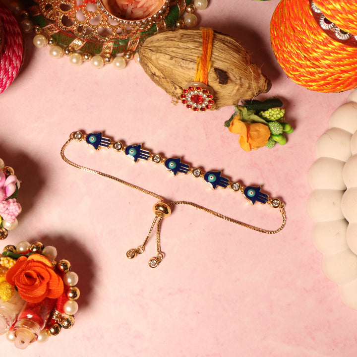 Set of 4 Turkish Blue Evil Eye Rakhi For Sisters - Salty Accessories