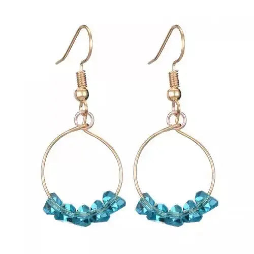Turquoise Blue Crystal Donut Drop Stylish Earrings