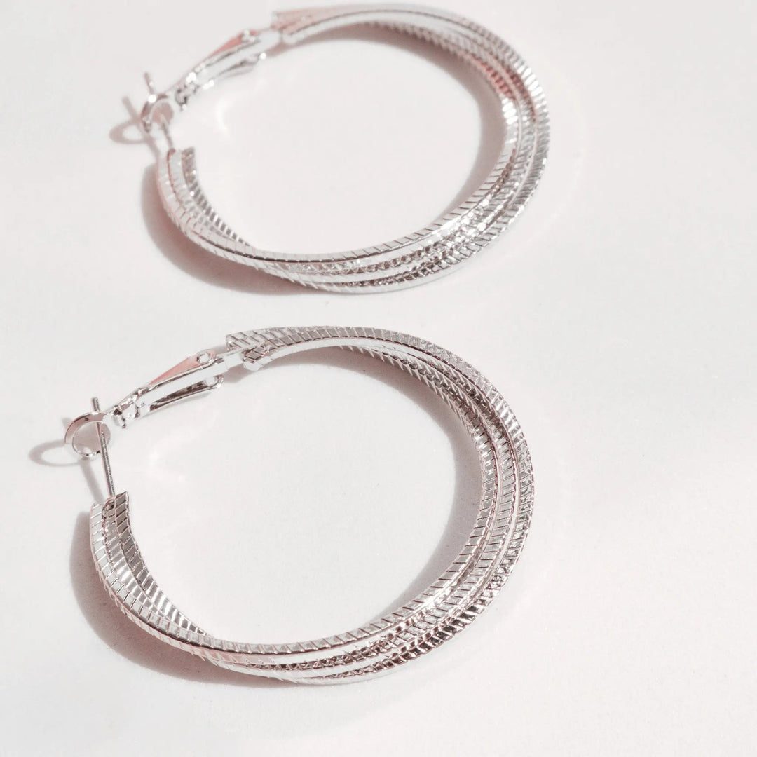Twisted Shimmer silver Hoops - Salty Accessories