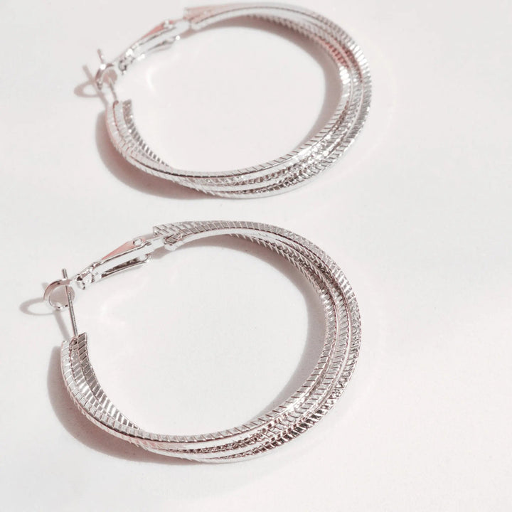 Twisted Shimmer silver Hoops - Salty Accessories