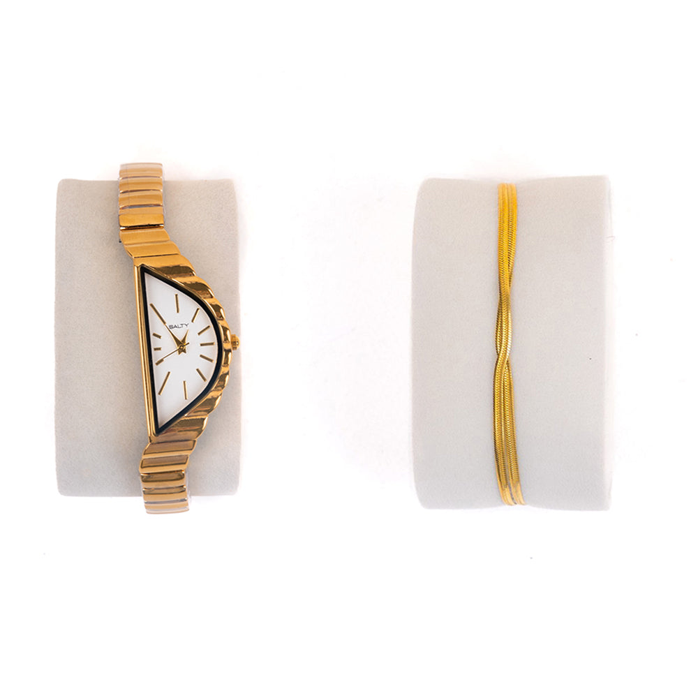 Golden Arc Watch Bracelet Stack