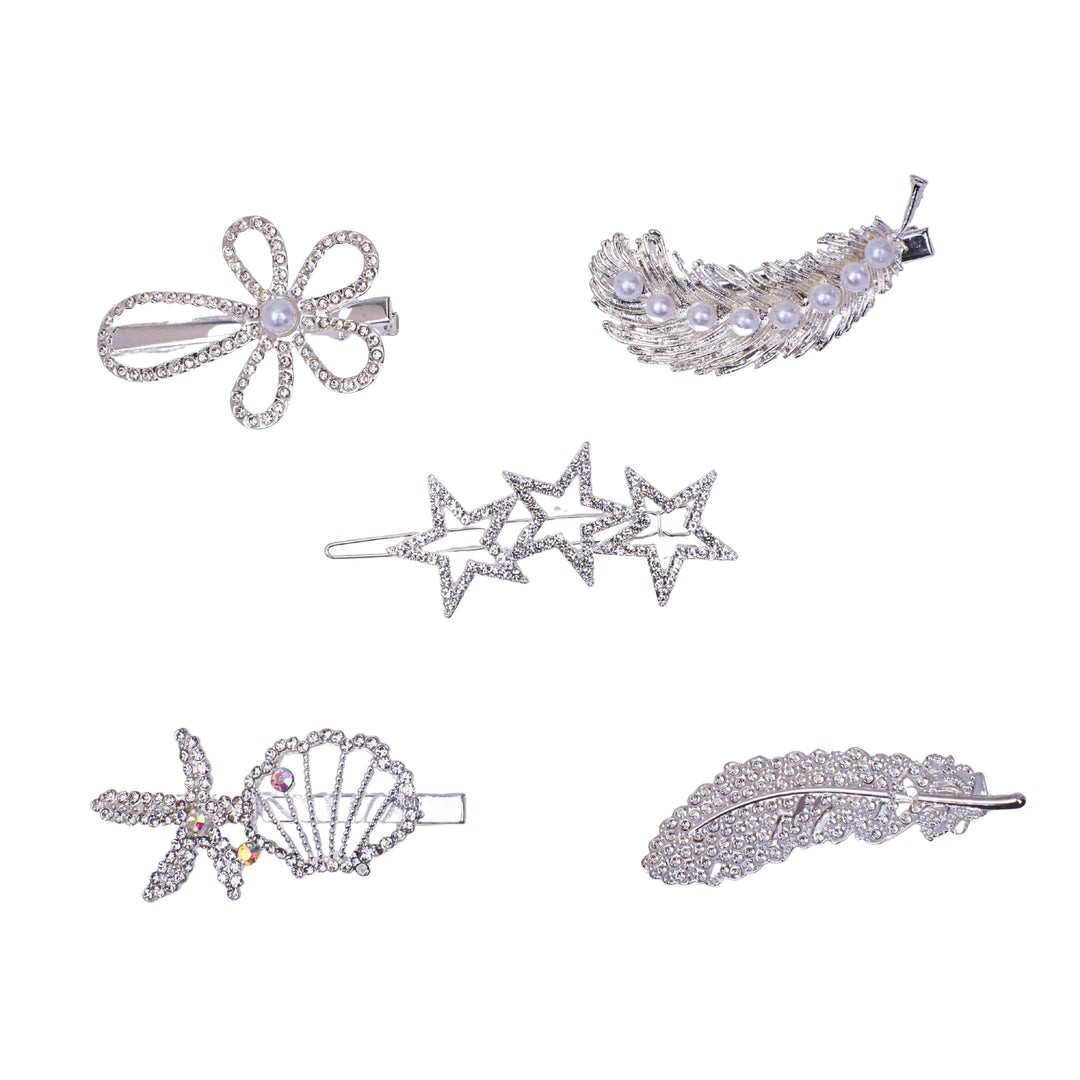 Set of 5 Silver Beauty Hair Pins