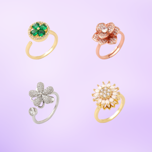 Pack of 4 Fidget Spinner Ring