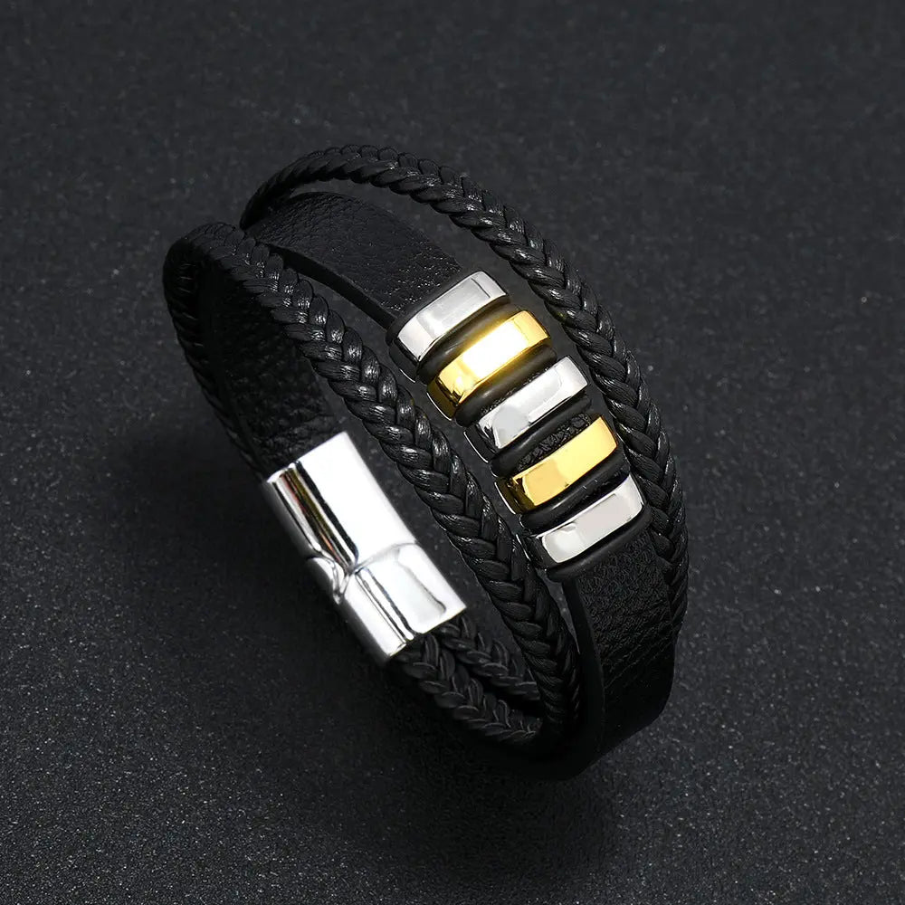 Urban Nomad Leather Band- Gold Silver - Salty Accessories