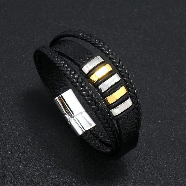 Urban Nomad Leather Band- Gold Silver - Salty Accessories