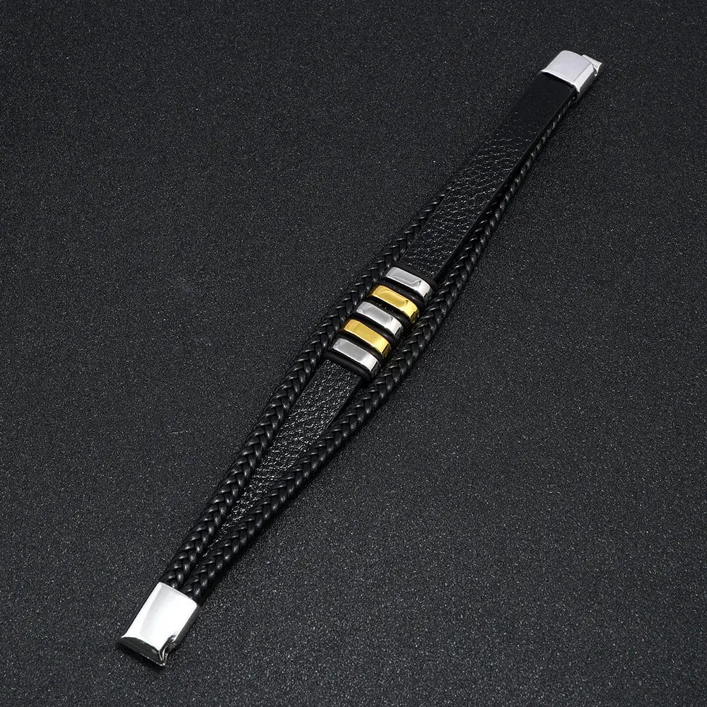 Urban Nomad Leather Band- Gold Silver - Salty Accessories