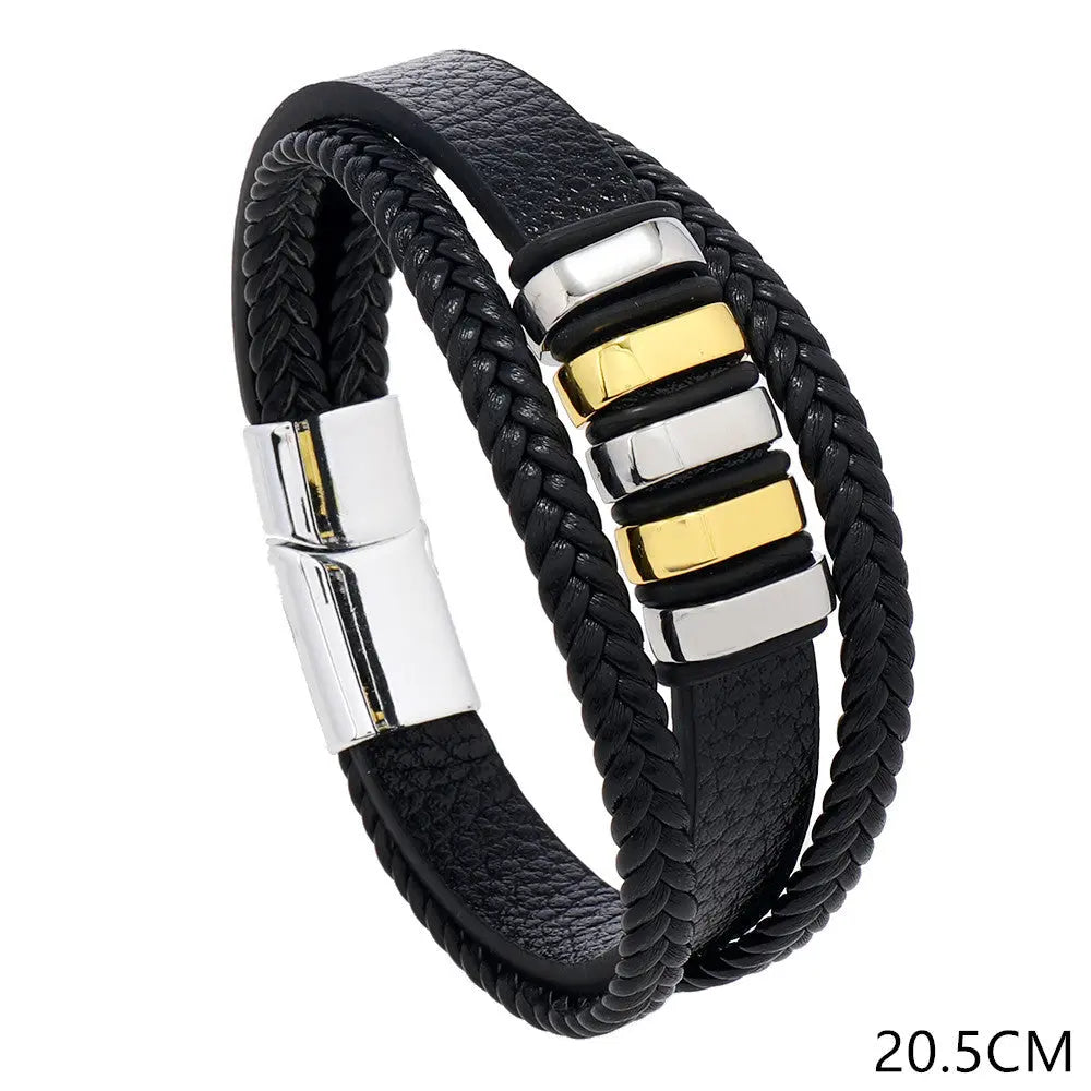 Urban Nomad Leather Band- Gold Silver - Salty Accessories