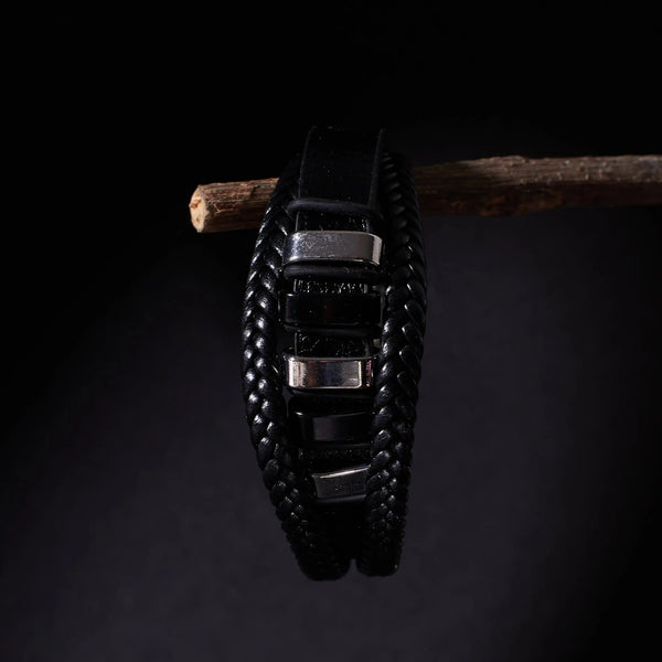 Urban Nomad Leather Band - Silver Black