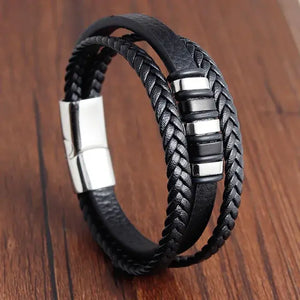 Urban Nomad Leather Band - Silver Black - Salty Accessories