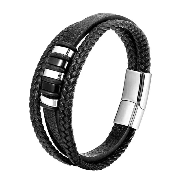 Urban Nomad Leather Band - Silver Black - Salty Accessories