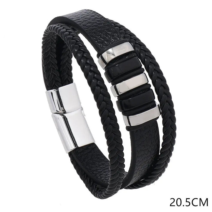Urban Nomad Leather Band - Silver Black - Salty Accessories