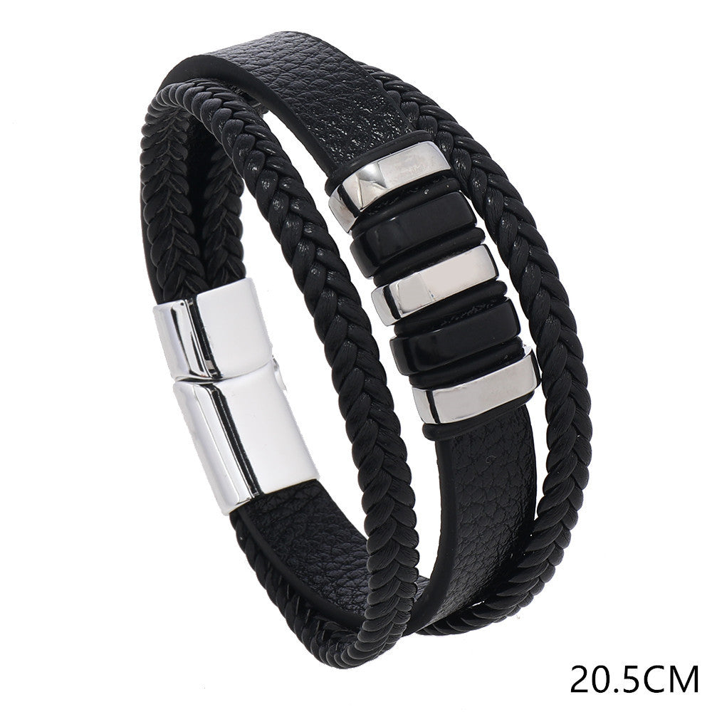 Urban Nomad Leather Band - Silver Black Salty Alpha