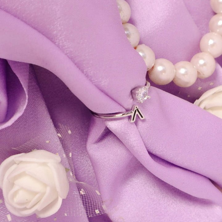 "V" Crystal Ring - Silver - Salty Accessories