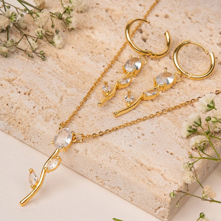 Velisse Drop Earrings &amp; Necklace set - White | Salty