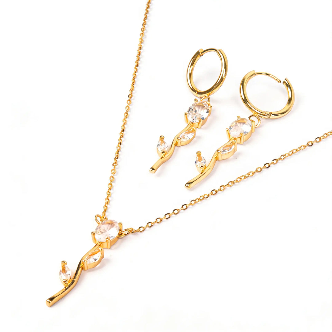 Velisse Drop Earrings &amp; Necklace set - White | Salty