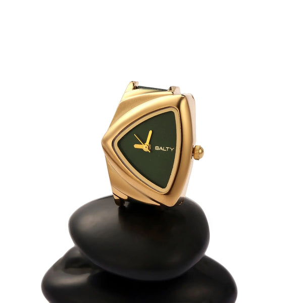 Velvet Curve Ring Watch - Green