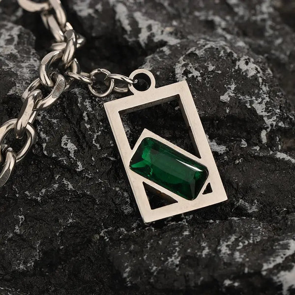 Verde Geometric Pendant Necklace with Layered Chain