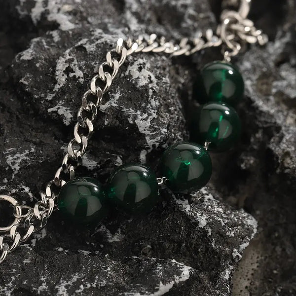 Verde Geometric Pendant Necklace with Layered Chain