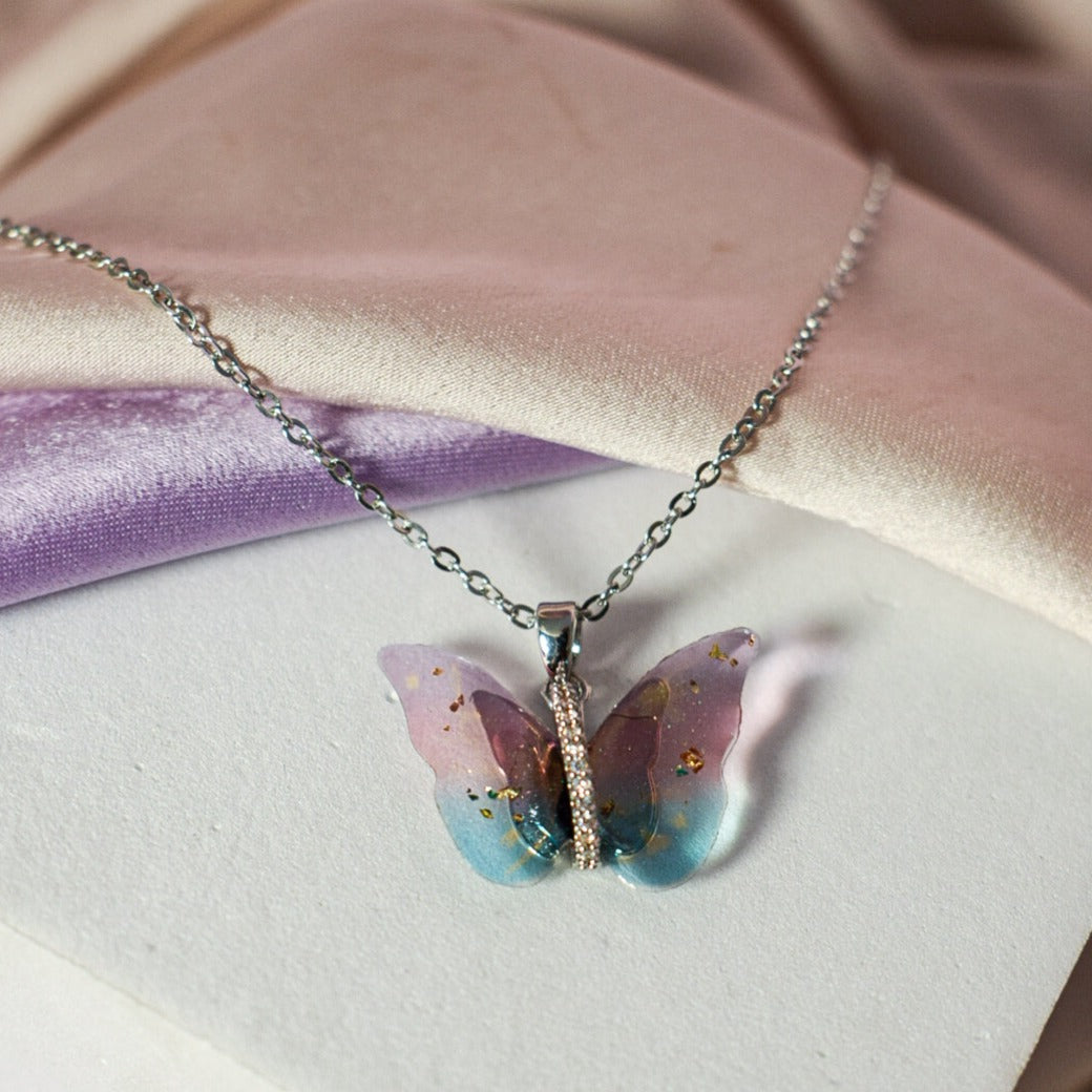 Vibrant Silver Winged Beauty Necklace - Salty Accessories