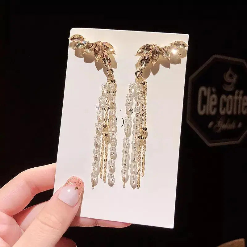 Victoria's Wings Tassel Drop Climber Earrings | Salty