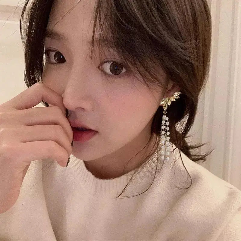 Victoria's Wings Tassel Drop Climber Earrings