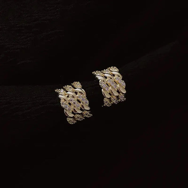 Vintage Diamonds Curved Earrings
