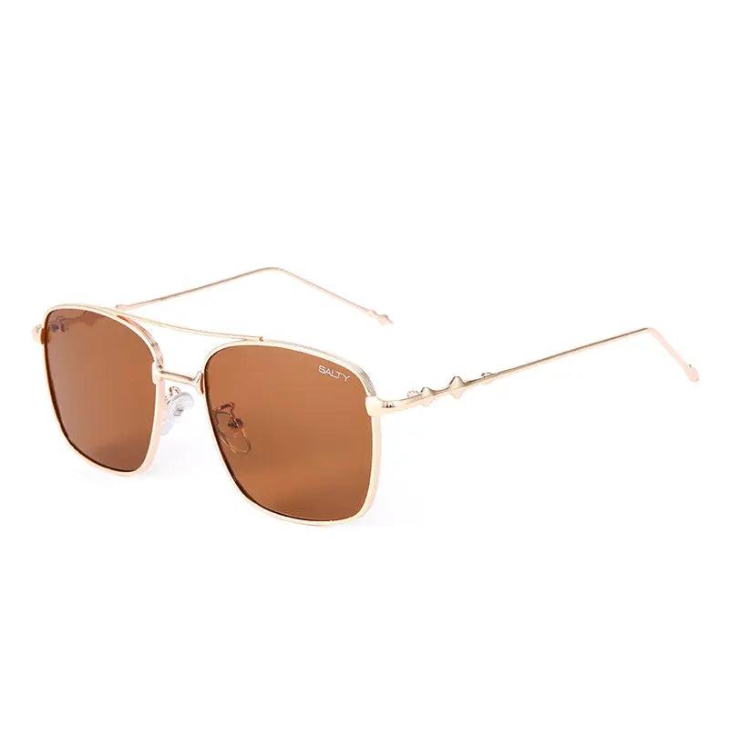 Vision Rectangle Sunglasses For Men- (Gold-Brown) | Salty