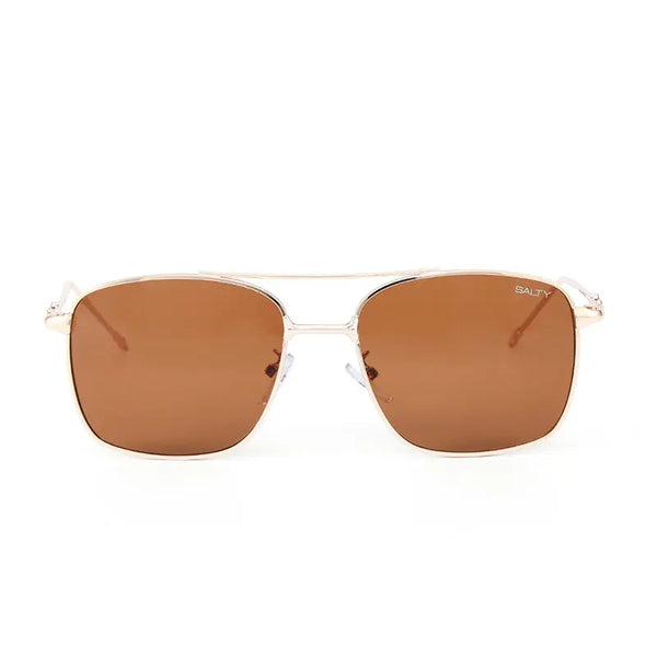 Vision Rectangle Sunglasses For Men- (Gold-Brown)