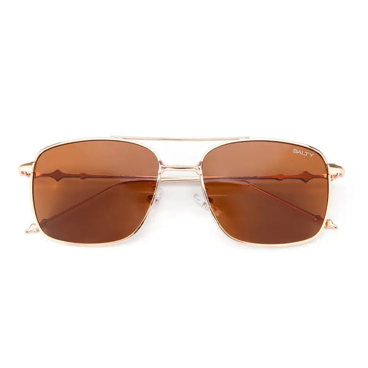 Vision Rectangle Sunglasses For Men- (Gold-Brown) | Salty