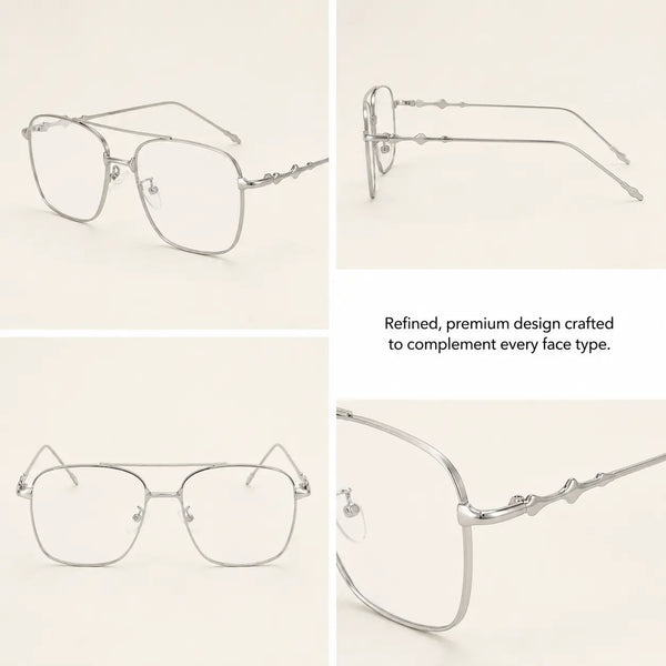 Vision Rectangle Sunglasses - (Silver-Transparent)