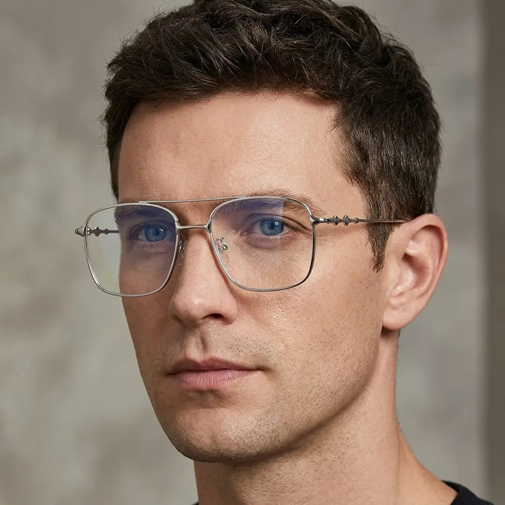 Vision Rectangle Sunglasses For Men - (Silver-Transparent) | Salty
