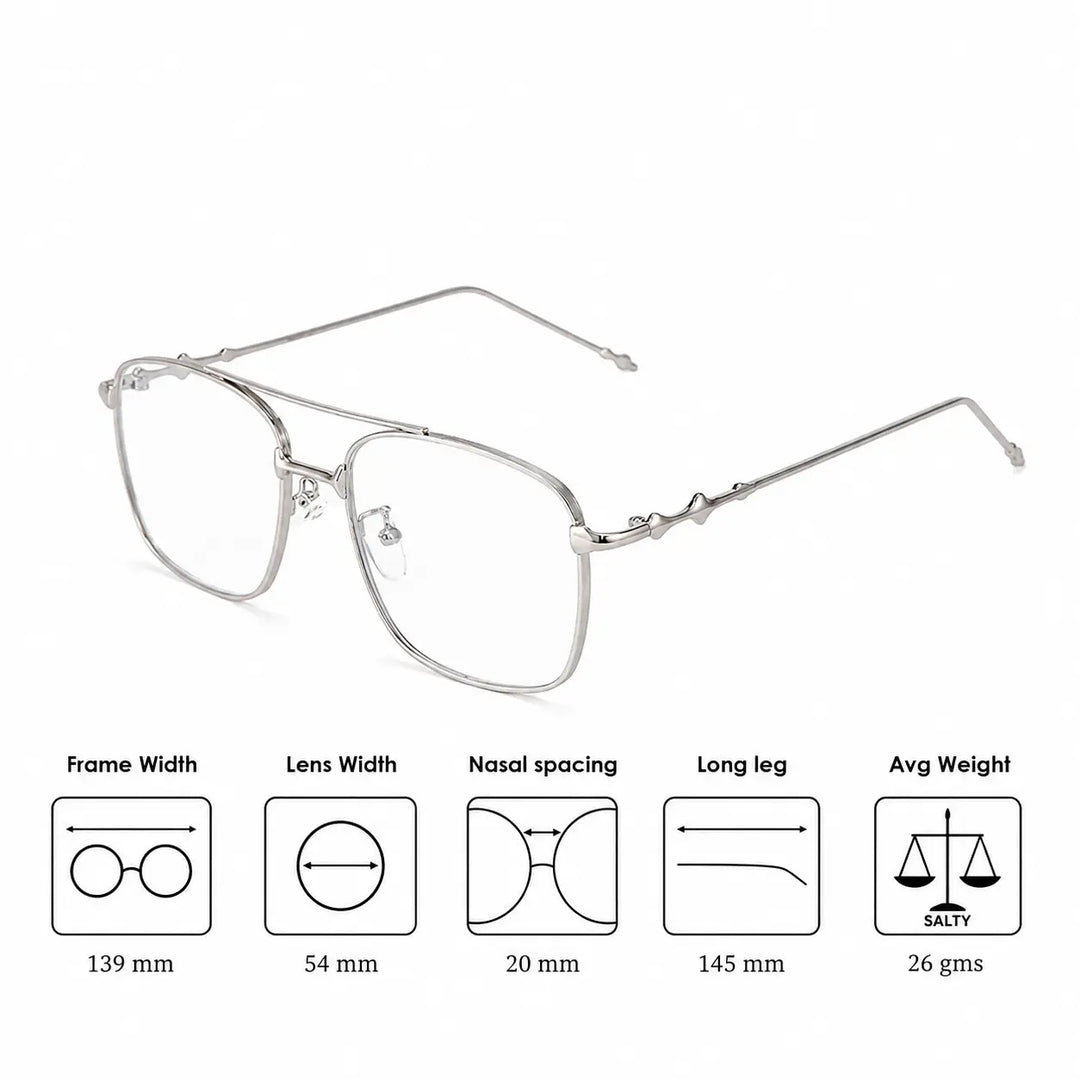Vision Rectangle Sunglasses For Men - (Silver-Transparent) | Salty