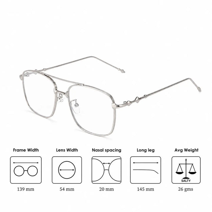 Vision Rectangle Sunglasses For Men - (Silver-Transparent) | Salty