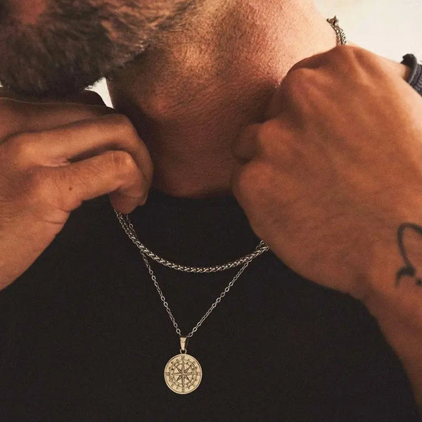 Voyager Compass Pendant Necklace - Gold