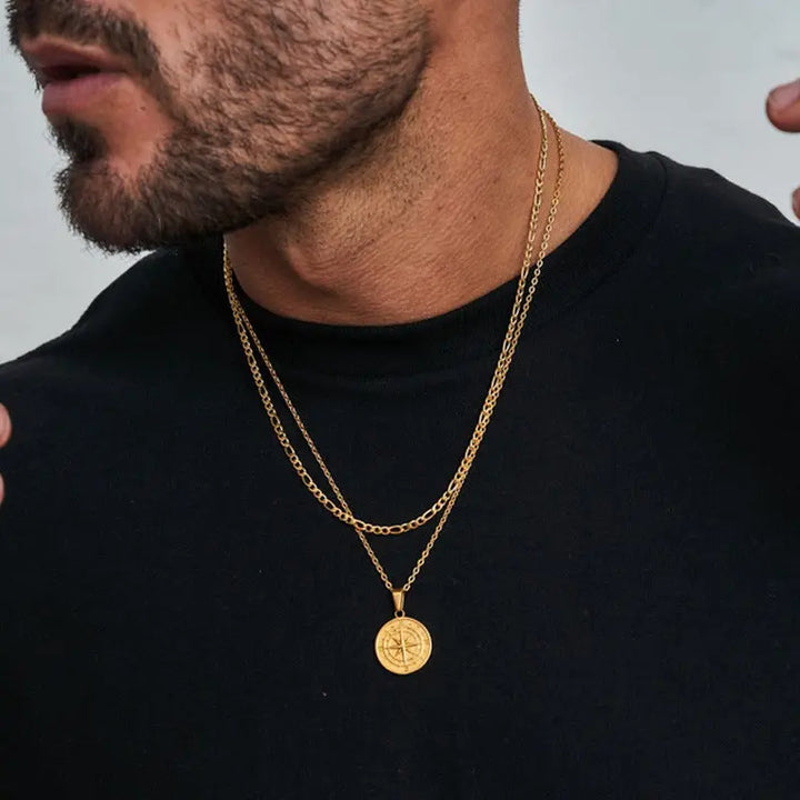 Voyager Compass Pendant Necklace - Gold | Salty