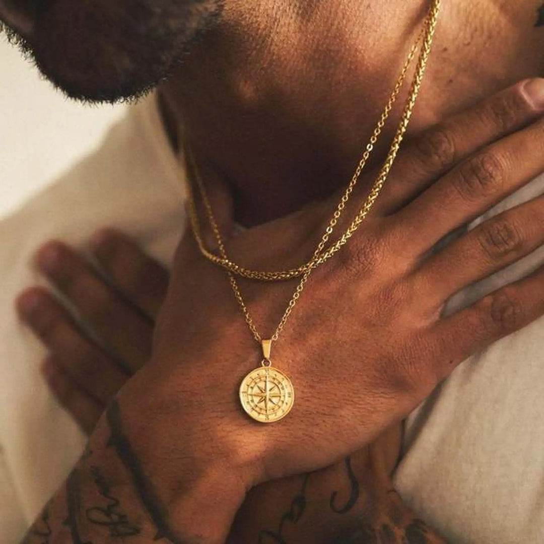 Voyager Compass Pendant Necklace - Gold | Salty
