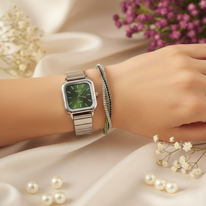 Vintage Green Watch Bracelet Stack