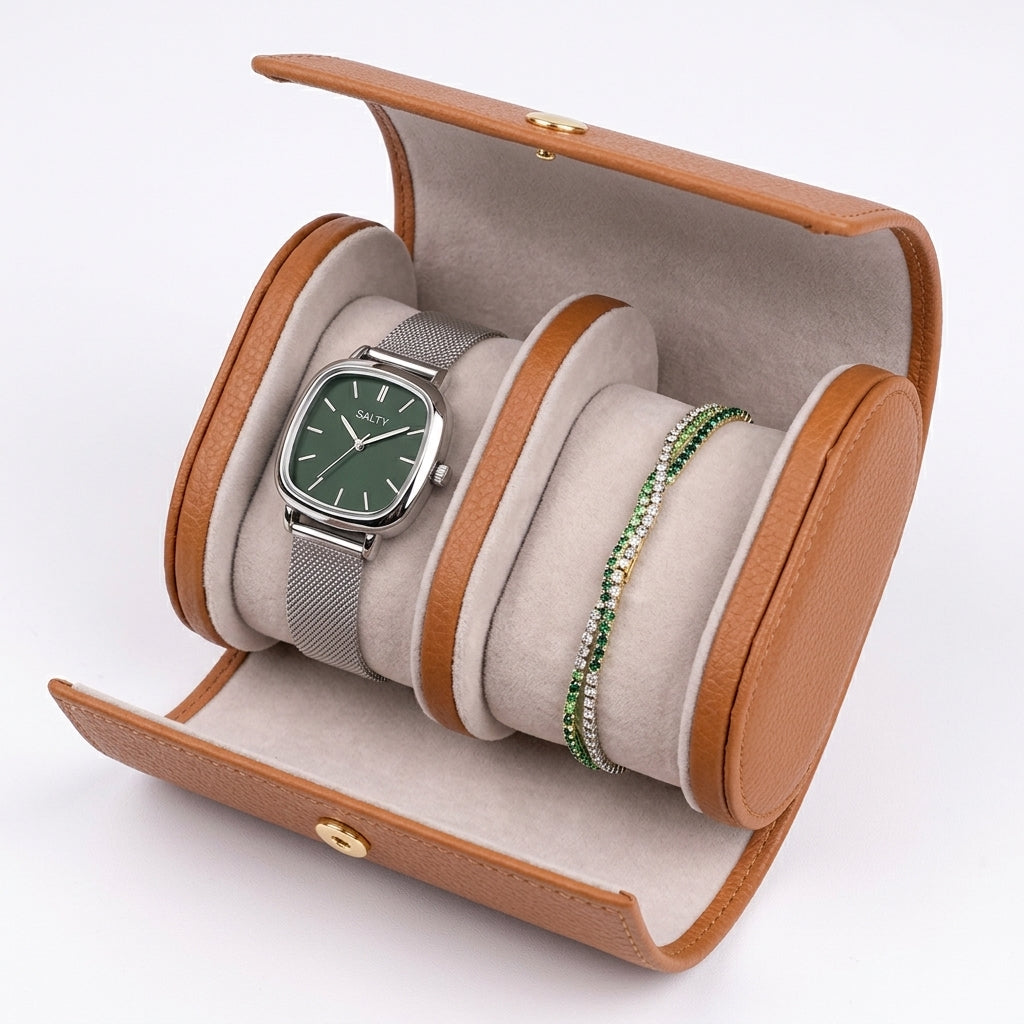 Vintage Green Watch Bracelet Stack