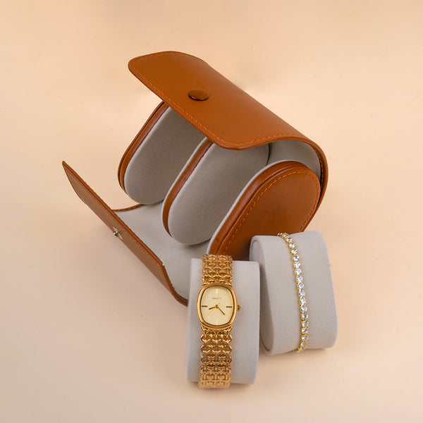 White Oval Watch And Bracelet Stack