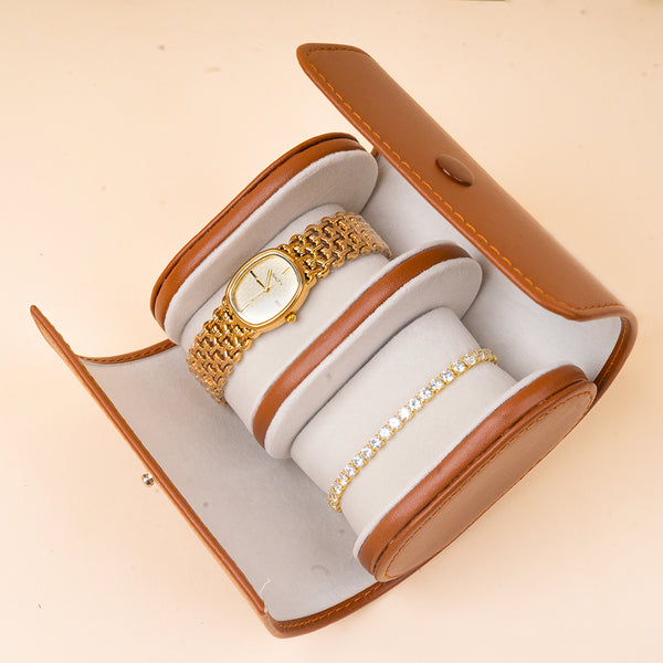 White Oval Watch And Bracelet Stack