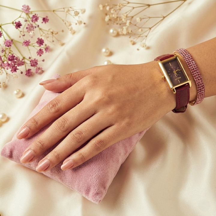 Classic Leather Strap Watch Bracelet Stack