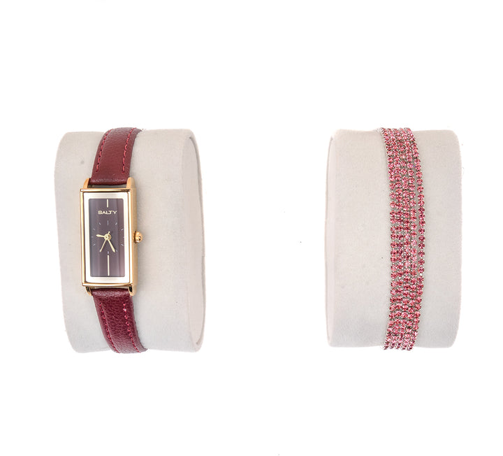 Classic Leather Strap Watch Bracelet Stack