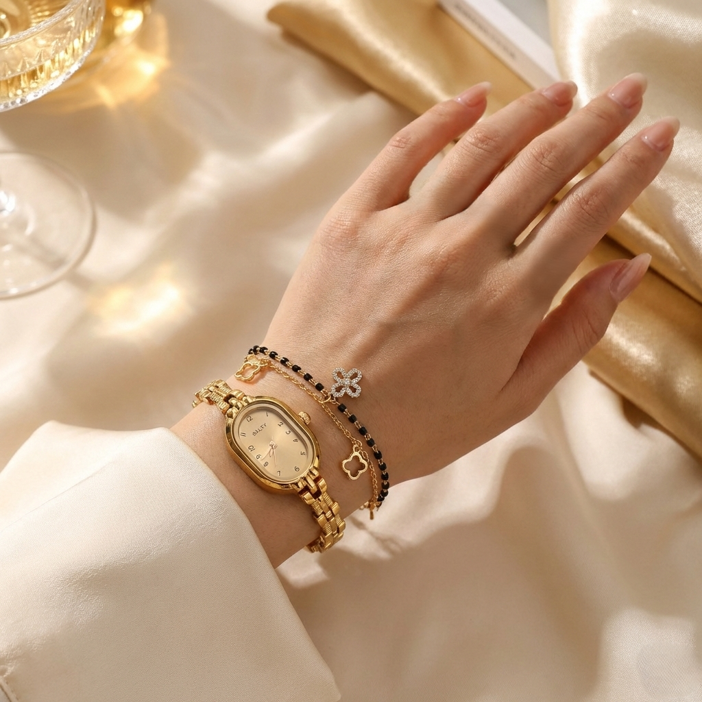 Luxury Oval Watch Bracelet Stack