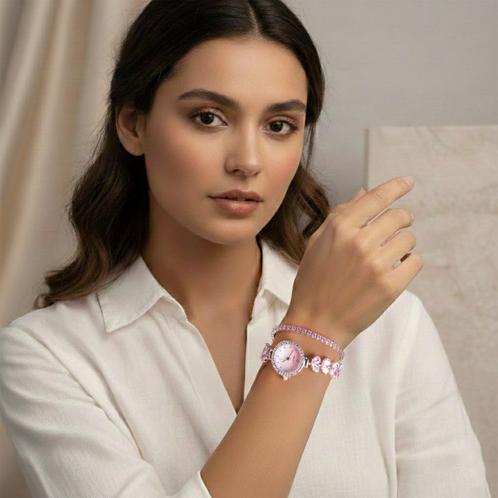 Crystal Studded Watch And Bracelet Stack - Salty Accessories