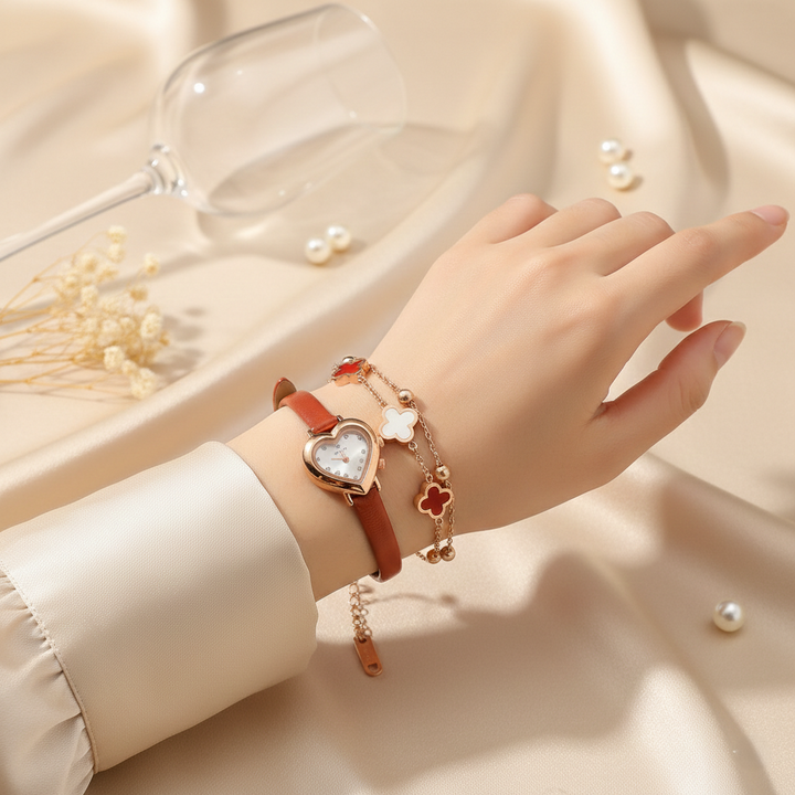 Red Grace Watch Bracelet Stack