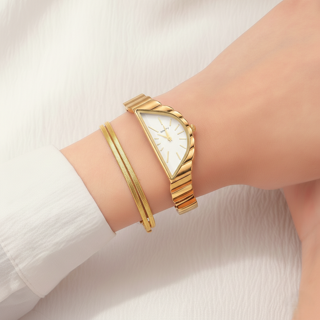 Golden Arc Watch Bracelet Stack