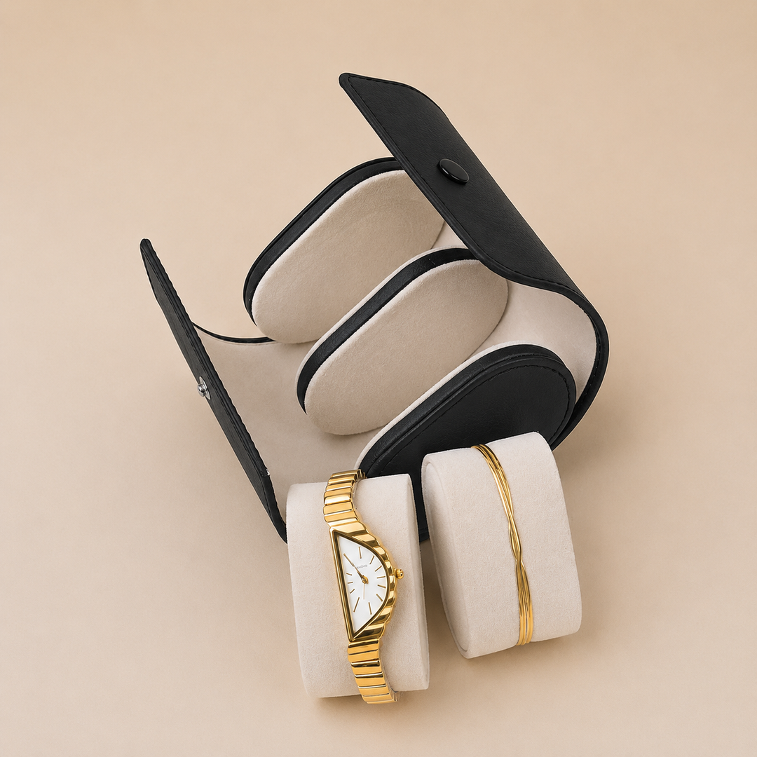 Golden Arc Watch Bracelet Stack